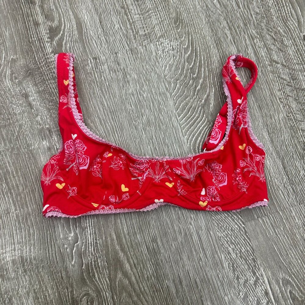 Blackbough Swim Rosebud Pointelle Elena Bikini Top S Summer Vacation Travel Femi